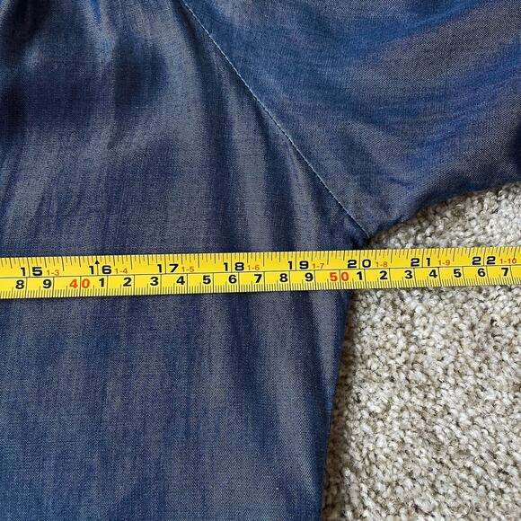 Southern Frock Chambray Shift Mini Dress 3/4 Tie Sleeves Size Small Preppy - Picture 10 of 14